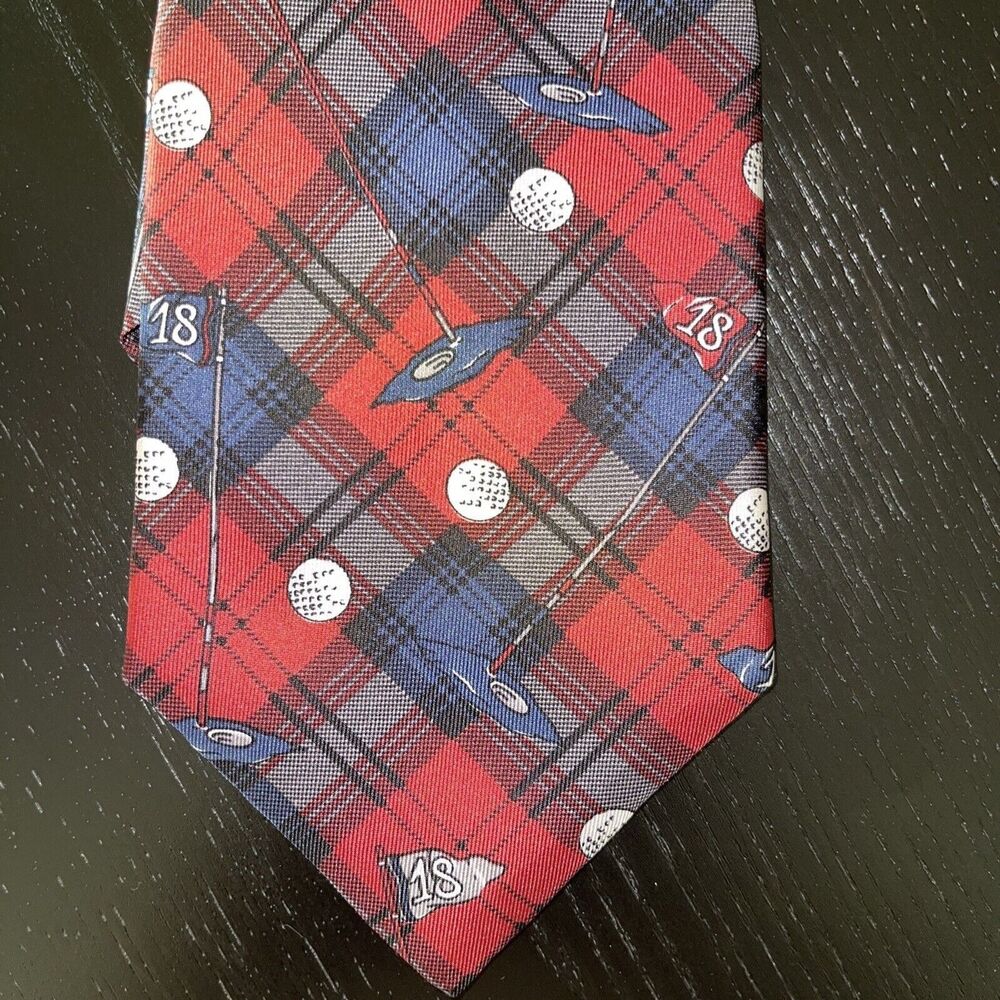Vintage Rooster West End Collection 18th Hole Golf Themed Men's Necktie